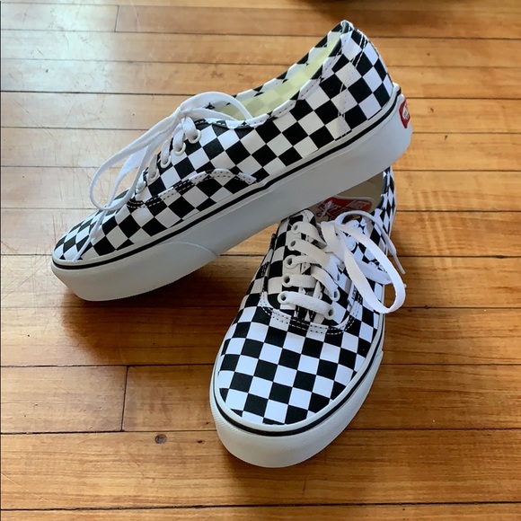 checkerboard platform vans